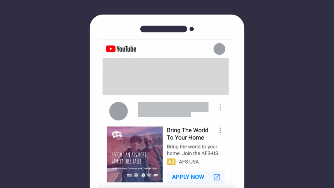 Discovery Ad on phone of youtube