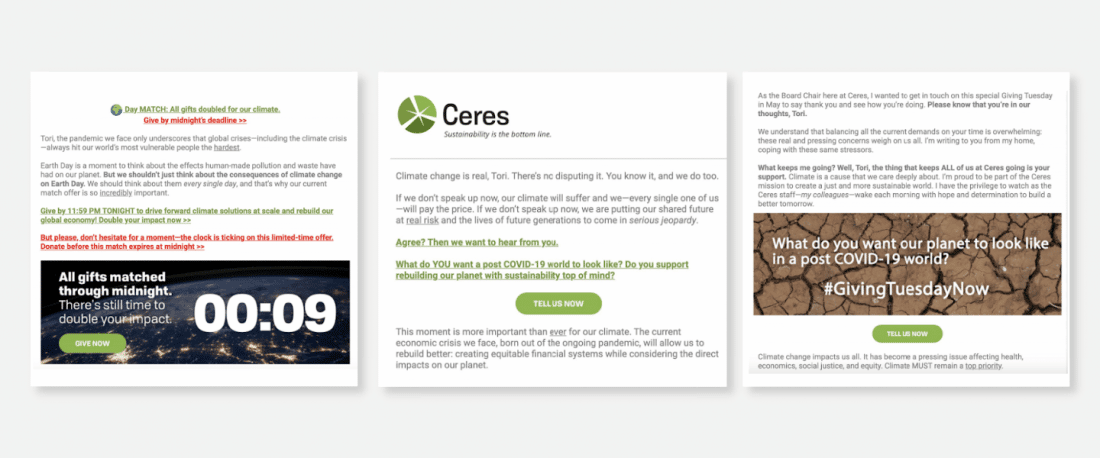 Ceres Fundraising Email Examples