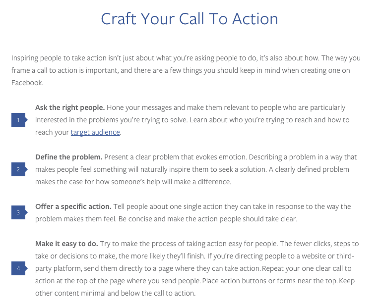 Facebook for Nonprofits Call to Action