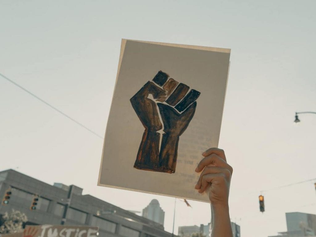 black lives matter fist on poster
