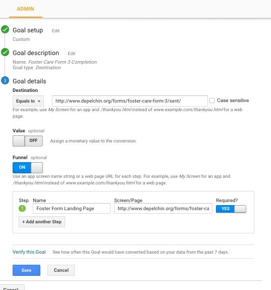 Track Facebook Conversions in Google Analytics - Create Goal in Google Analytics