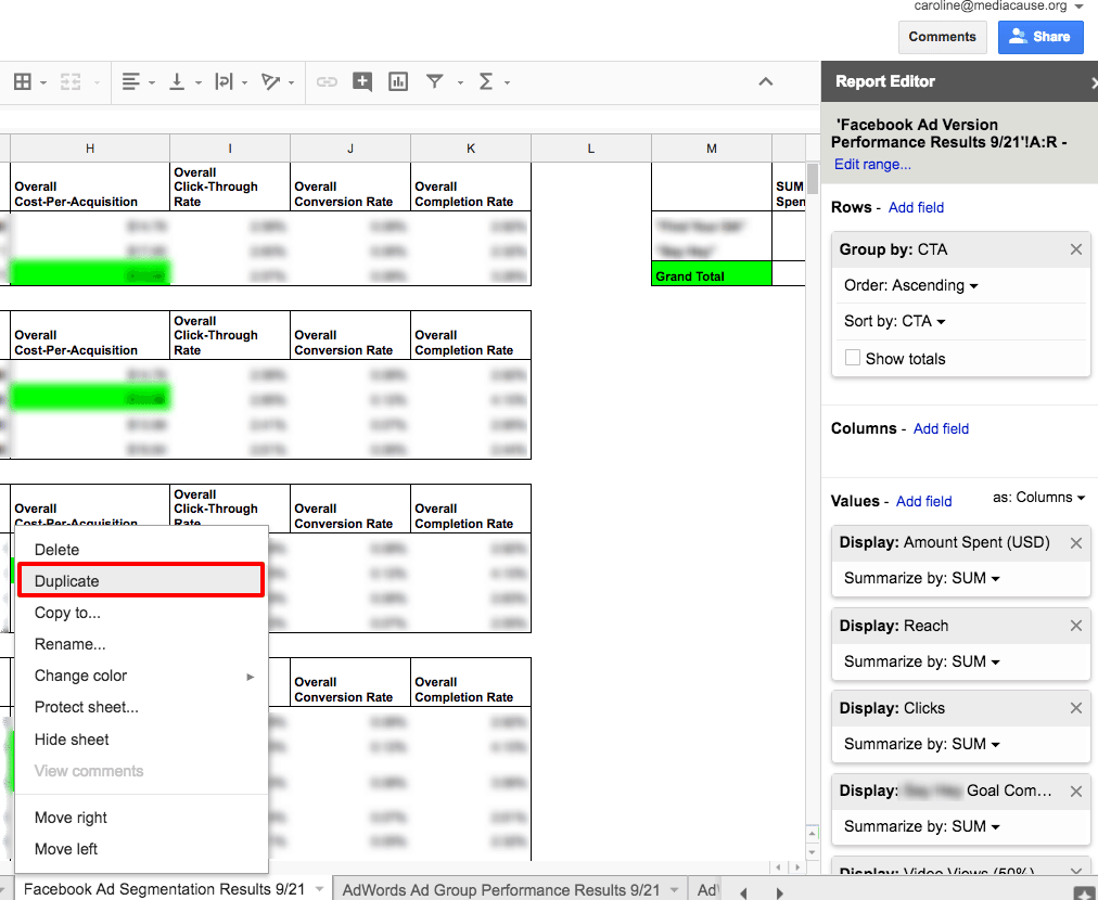 duplicate reporting in excel
