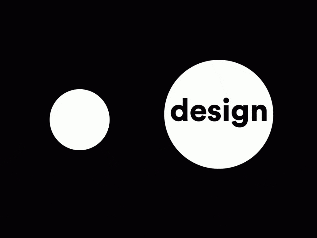 The word design is in a static buble. Another bubble searches for other words and comes across "good" and "bad"