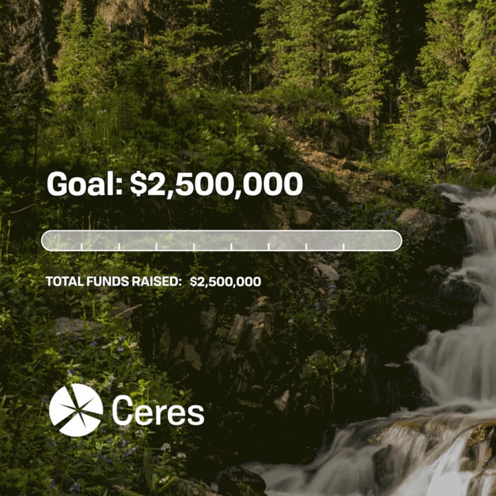 fundraising goal ceres $2.5m