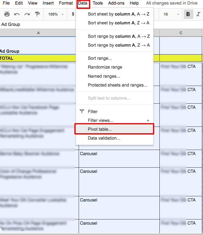 creating a pivot table in excel