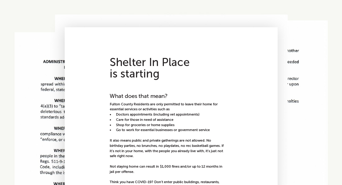Shelter in place document
