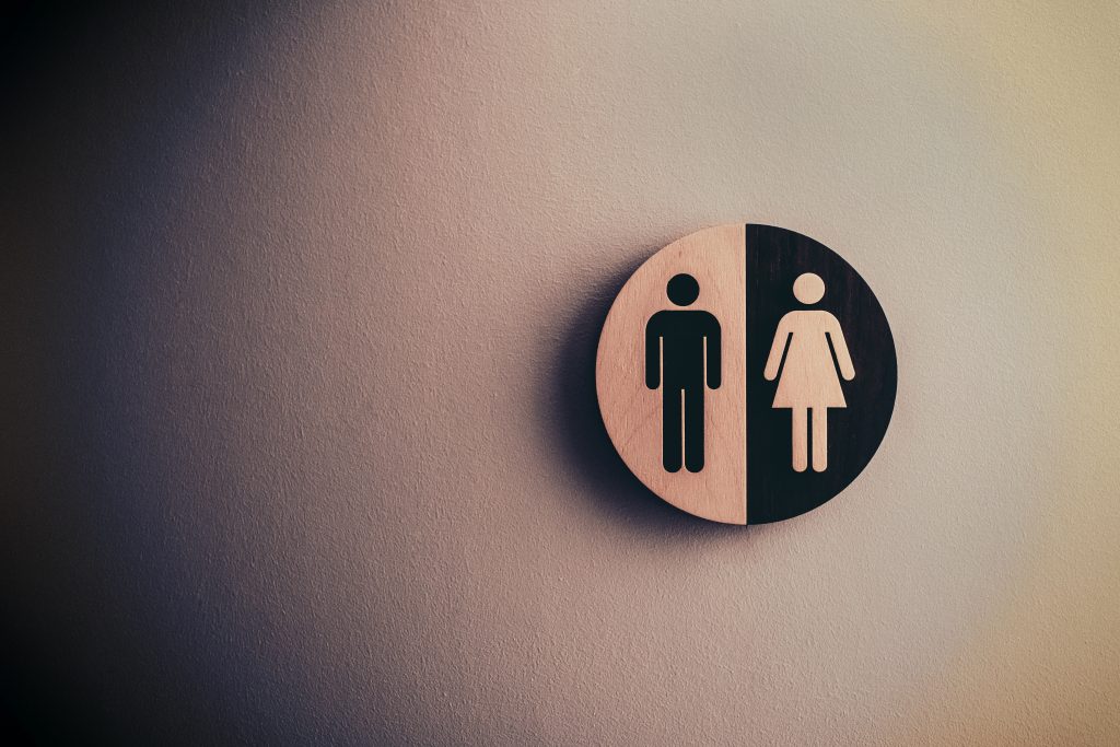 Male and female symbols on sign